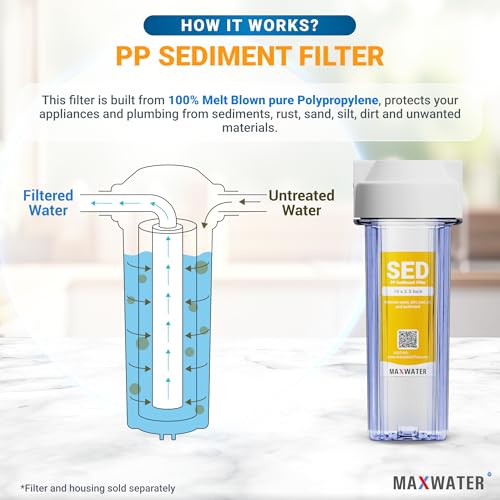 10 Pack of 10 Micron 10" x 2.5" Inch Polypropylene Sediment Filters compatible with 10" Standard RO Reverse Osmosis and WH Whole House Systems