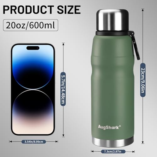 20oz Vacuum Insulated Stainless Steel Thermoses with Foldable Handle & Leakproof Lid