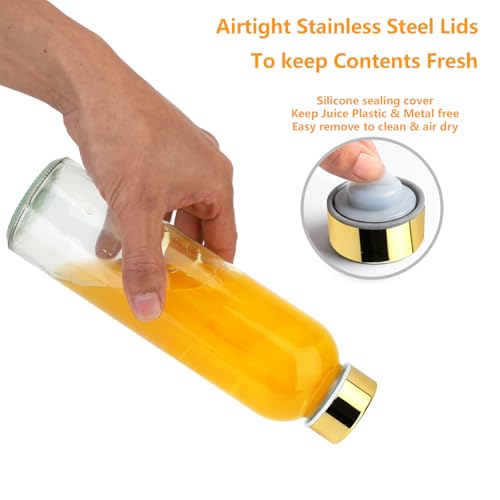 18 oz Glass Juice Bottles with Gold Lids (10 Count)