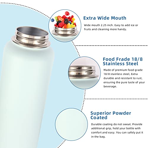 32 oz Insulated Water Bottle with Straw Lid & Spout Lid