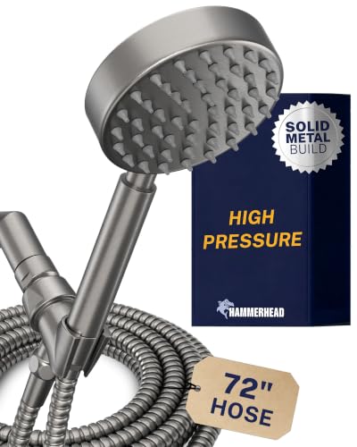 Solid Metal Handheld Shower Head with Hose and Brass Holder