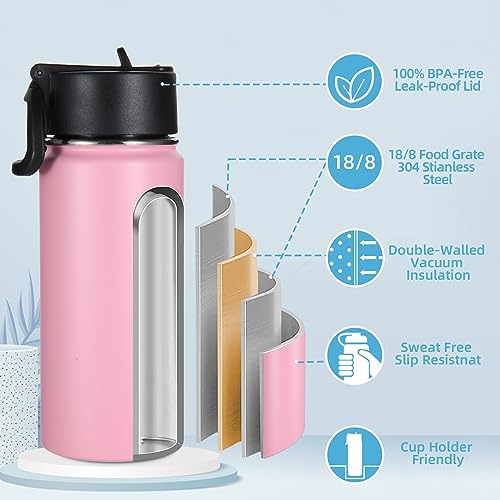 16 OZ Kids Water Bottle Bulk 8 Pack (8 Count)