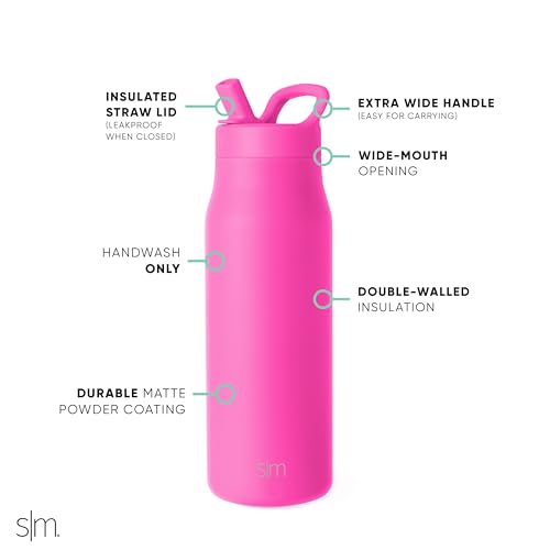 Insulated Water Bottle with Manual Straw