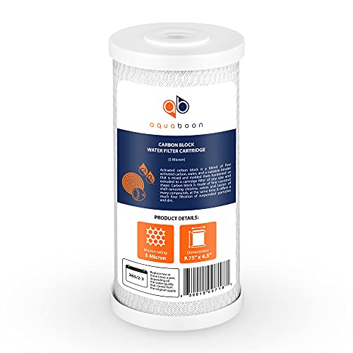 5 Micron 10x4.5 Carbon Block Water Filters Whole House CTO Water Filter Replacement Cartridge Compatible with FXHTC (4 Count)