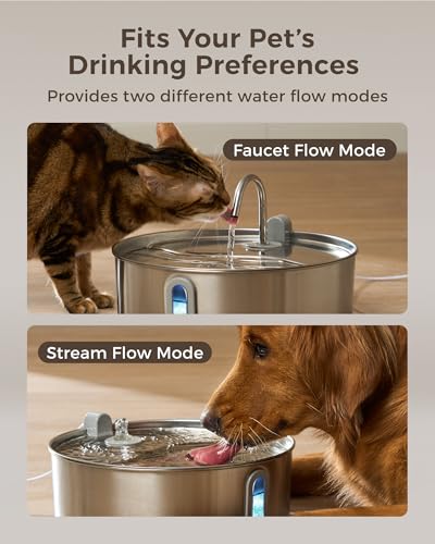 7L 236oz Stainless Steel Dog Water Fountain for Large Dogs & Cats