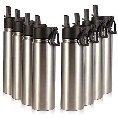 Insulated Water Bottles with Straw Bulk 8 Pack (8 Count)
