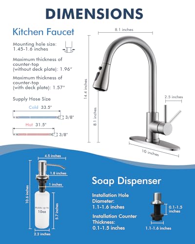 Kitchen Faucet with Pull Down Sprayer and Soap Dispenser