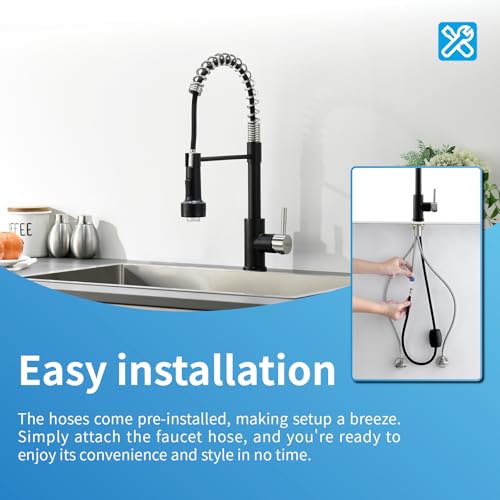 Led Kitchen Faucet with Pull Down Sprayer Nickel and Black
