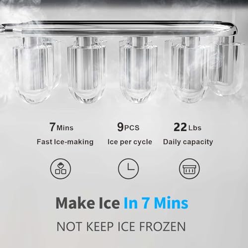 Self Cleaning Bottom Loading Hot and Cold Water Dispenser with Ice Maker Machine for 5 Gallon Bottle 22lbs Daily Capacity Ice Full Alert Black