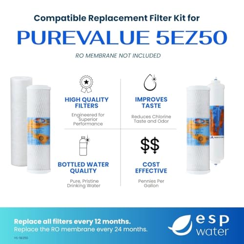 PureValue 5EZ50 Compatible RO Filter Replacement Kit Cartridges