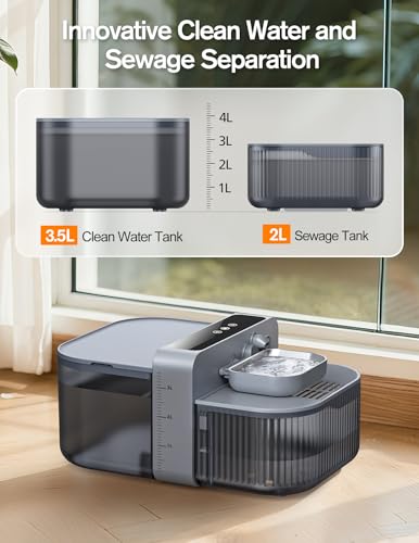 3.5L Wireless Cat Water Fountain with No Filters