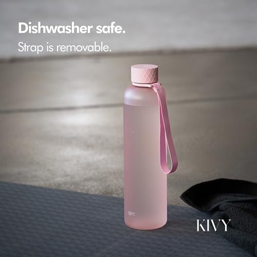 Slim Water Bottle 32oz [Lightweight & Shatterproof] Fits Backpack & Cupholder for Travel