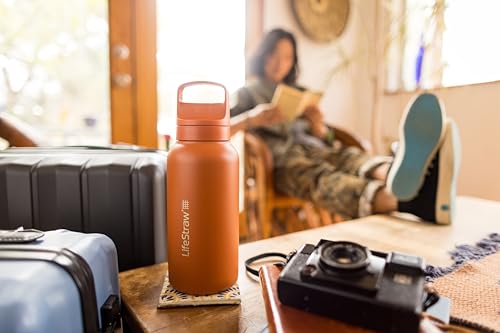 Go Series Insulated Stainless Steel Water Filter Bottle for Travel and Everyday Use removes Bacteria