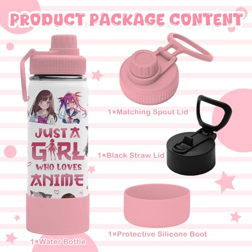 18oz Anime Water Bottle with 2 Lids