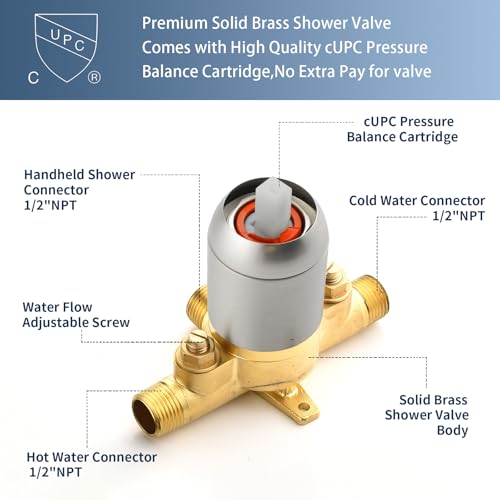 Shower Faucet Set Complete Shower Kit Dual Shower Head and Handheld 2 in 1 Combo Set Shower System Shower Trim Kit Combo Set Shower Fixtures