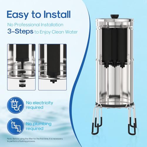 3 Stage Gravity Water Filter System with Water Level Window