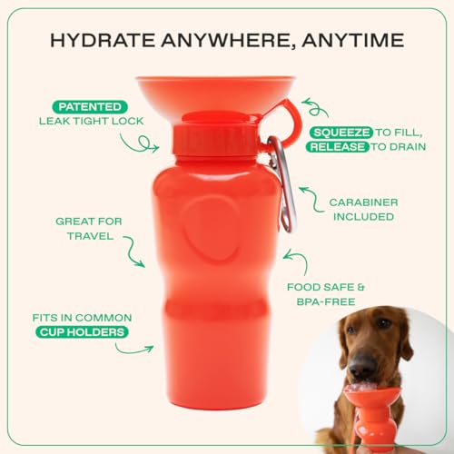Springland 22oz Classic Portable Dog Water Bottle with Built (22 Fl Oz)