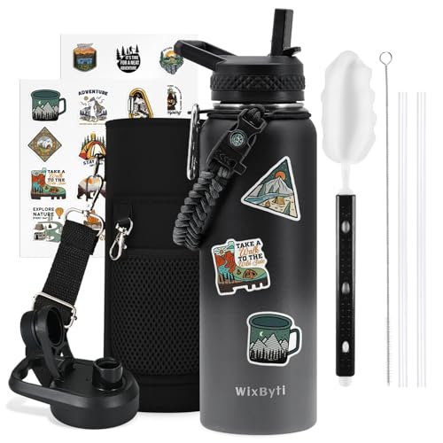 40 oz Insulated Water Bottle with Straw