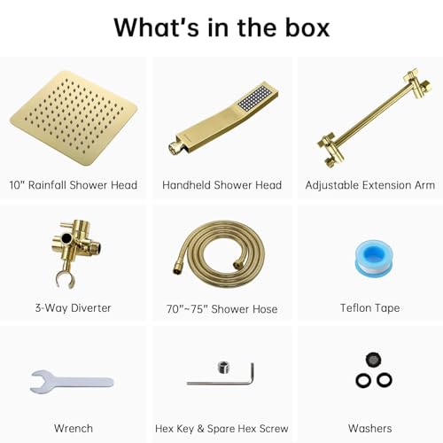 All Metal 10" Dual Square Shower Head Combo