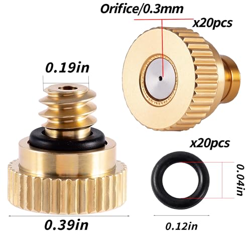 20 Pack Brass Misting Nozzles 10 (40 Count)