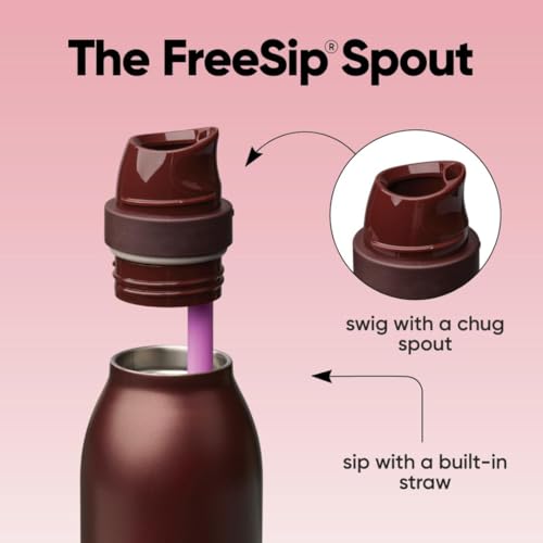FreeSip Twist Stainless Steel Water Bottle 24 oz Black Cherry