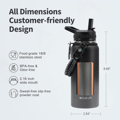 32 oz Insulated Water Bottle with Straw