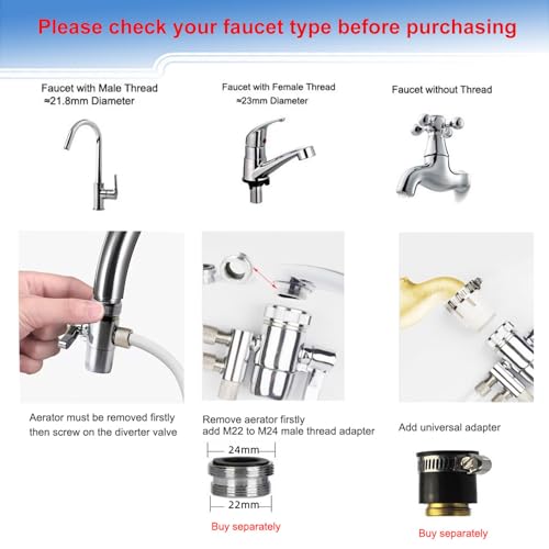 Faucet Diverter Valve with Aerator M22 Female Thread