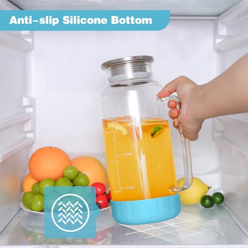 68oz Glass Pitcher with Lid and Handle for Fridge