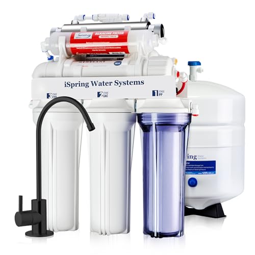 RCC7AK-UVBLK, NSF/ANSI 58 Certified, Alkaline and UV 7-Stage Reverse Osmosis Water Filter System, Clear Housing for Easy Filter Inspection, Reduces PFAS, TDS, Chlorine, Lead, pH+