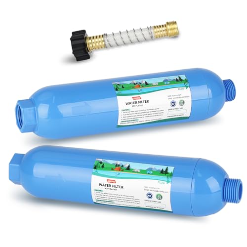 2PK NSF Certified Inline RV Drinking Water Filter & Flexible Hose Protector (2 Count)