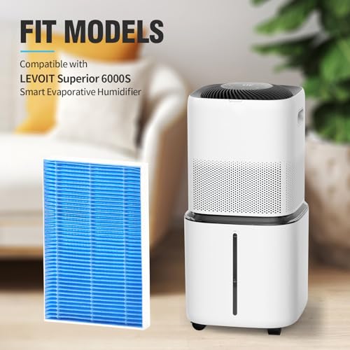 12pcs Wick Replacement Filter and 6pcsTop Fill Humidifier Replacement Filters Compatible with Superior 6000S Smart Evaporative Humidifier (18 Count)