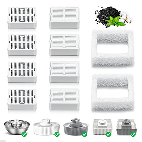Wave and Cup Cake Porcelain Cat Fountain Filter 8 Carbon Filters 2 Foam Filters Ceramic Pet Fountain Water Dispenser Dog Fountain Replacement Filters