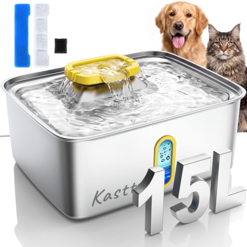 15L 4 Gal Stainless Steel Dog Water Fountain Large Capacity