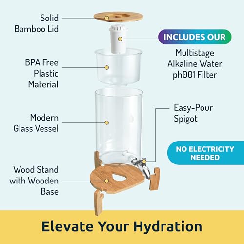 pH Recharge Glass Alkaline Water Filter Dispenser System