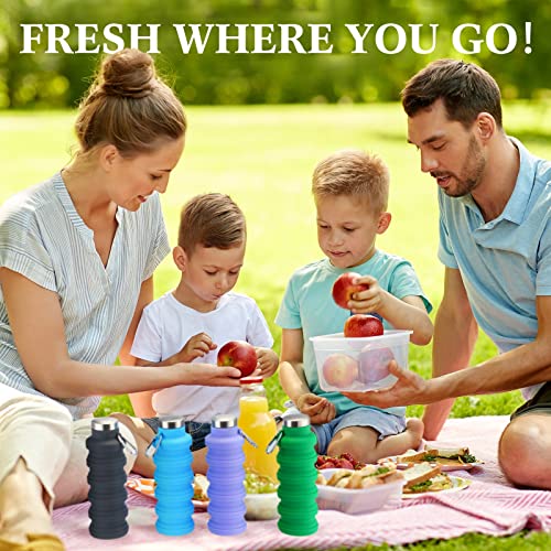 4 Pcs Collapsible Water Bottles 17 oz Reusable Silicone Foldable Travel Water Bottle Portable Leak Proof Sports Water Bottles for Gym Camping Hiking (4 Count)