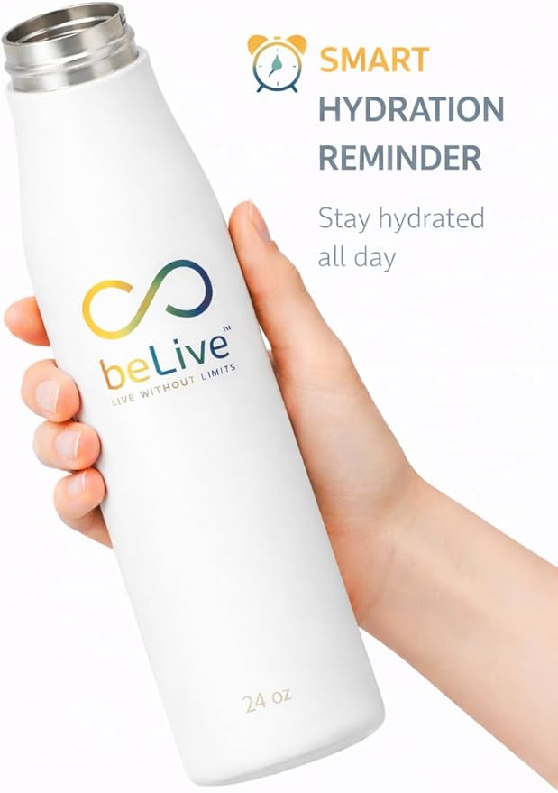 BeLive Smart Water Bottle – Premium Stainless Steel, UV-C Self-Cleaning Lid, Digital Temperature Display, 24 oz Reusable Bottle