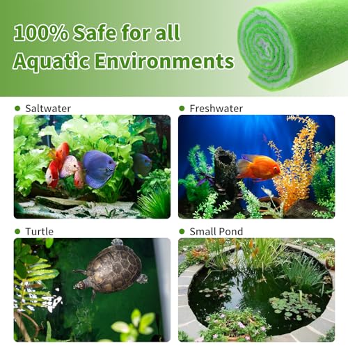 Aquarium Filter Media Pad Dual Density Bonded Filter Floss Roll Cut to Fit for Fish Tank Canister Filter 72" x 12” x 3