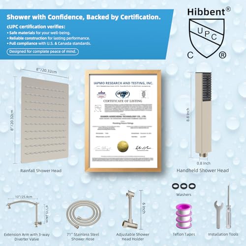 All Metal CUPC Certified 8'' Rainfall Shower Head