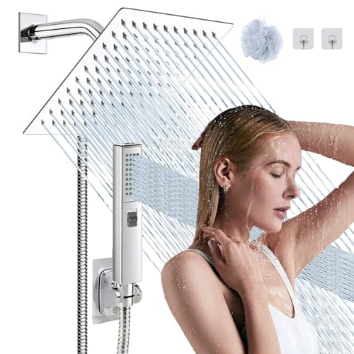 8"High Pressure Square Rain Shower Head and 2