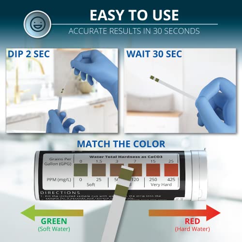DoubleCheck Water Hardness Test Kit 200 Strips with Sample Cup (200 Count)