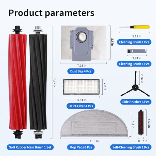 21 PCS Accessories Kit Compatible with Roborock S8 Pro Ultra Robot Vacuum Cleaner (21 Count)