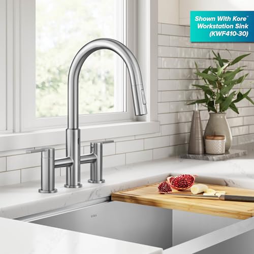 Oletto Touchless Sensor Bridge Kitchen Faucet with Pull