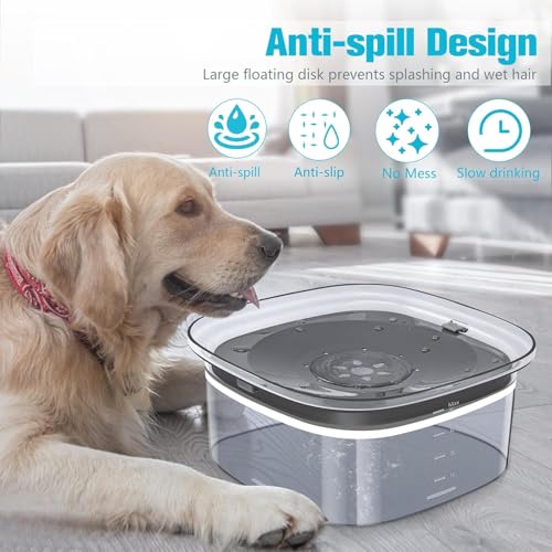 4L Dog Water Bowl No Spill Large Capacity Slow Drinking Water Feeder