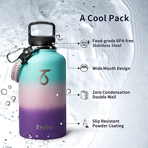 64 oz Water Bottle Stainless Steel with 3 Lids