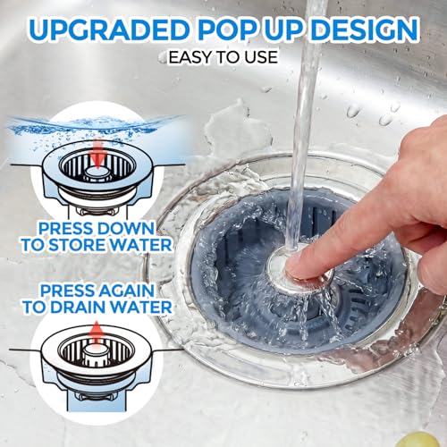 3 in 1 Kitchen Sink Drain Strainer Stopper Removable Basket Pop