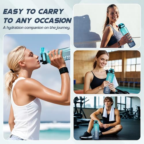 Water Bottle 32 oz Motivational Time Marker Tritan Bottle
