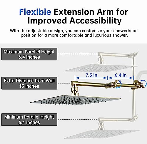 All Metal 12 Inches Rainfall Shower Head with Handheld Combo