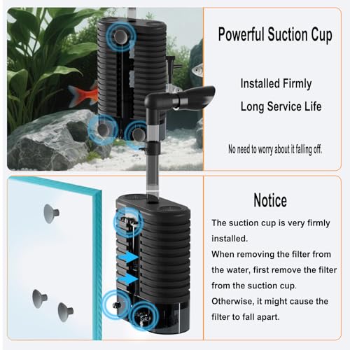 Aquarium USB Sponge Filter Quiet for 20~60Gal Fish Tank for Saltwater and Freshwater with Biochemical Filtration Balls and Fluidized Beds