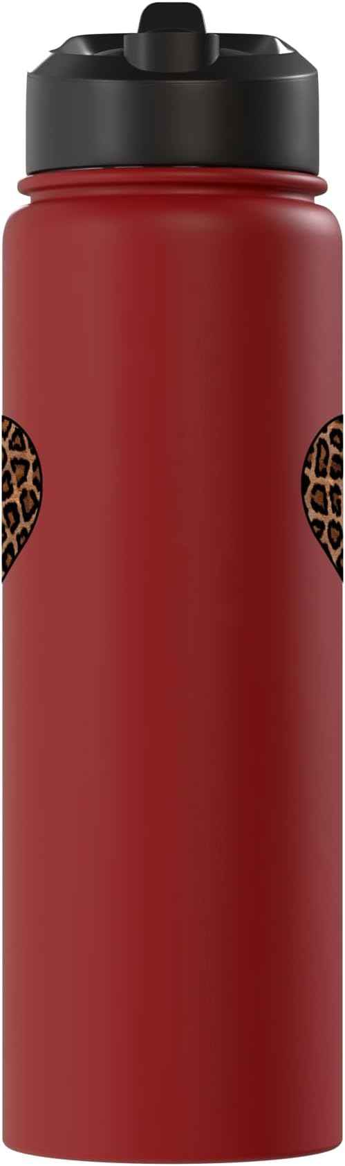 Heart Love Cheetah Leopard Tiger | Wild Animal Print Stainless Steel Insulated Water Bottle