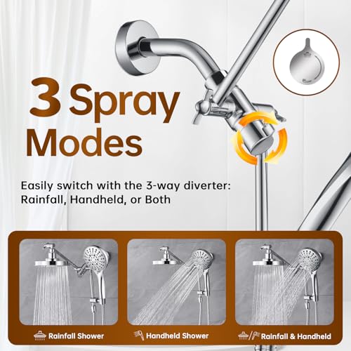 Rain Shower Head with Handheld Spray Built